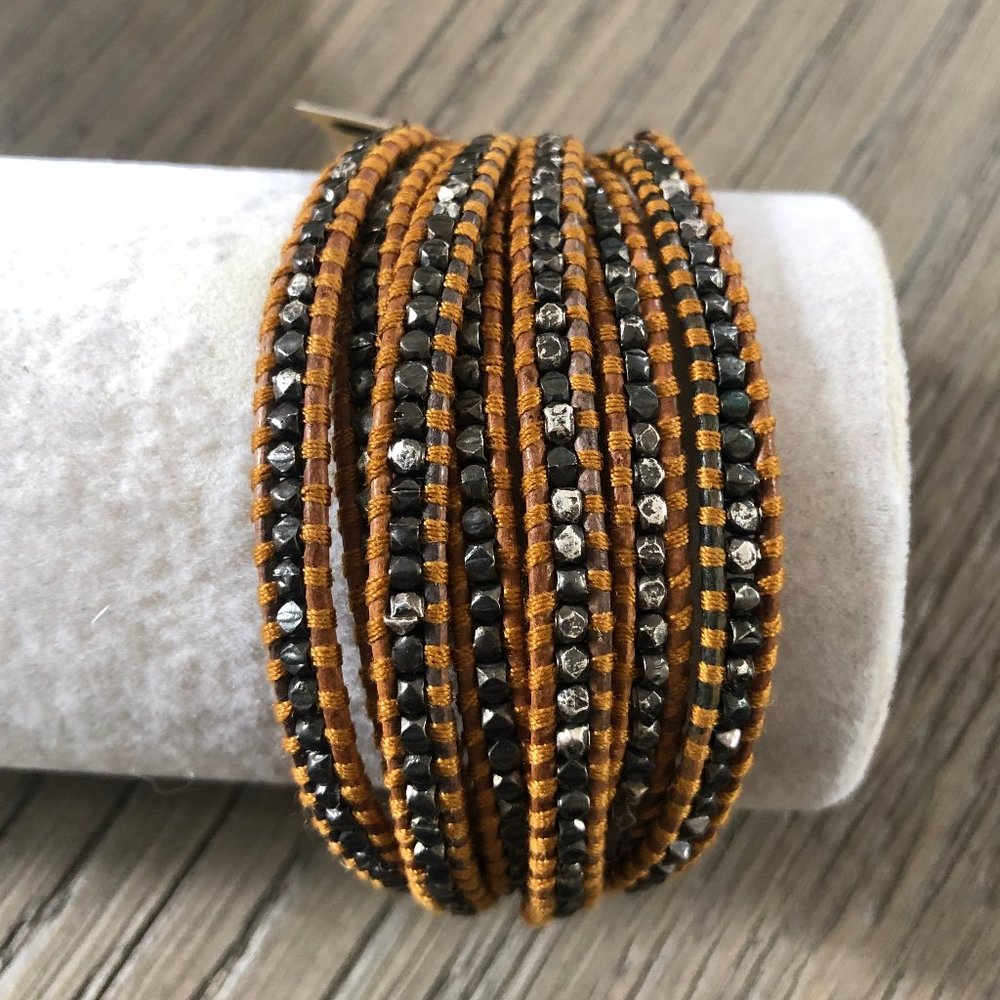 NWT Chan Luu Gunmetal Nugget Multi Strand Bracelet